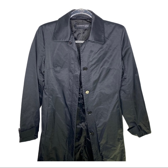 Kenneth Cole Black Sateen Trench - Picture 1 of 15